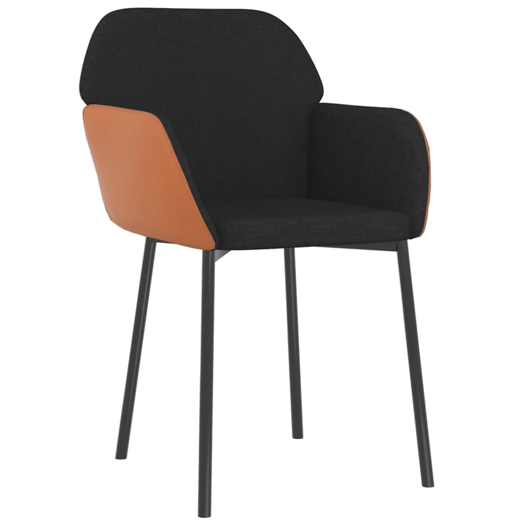 Dining Chairs 2 Pcs Black Fabric and Faux Leather
