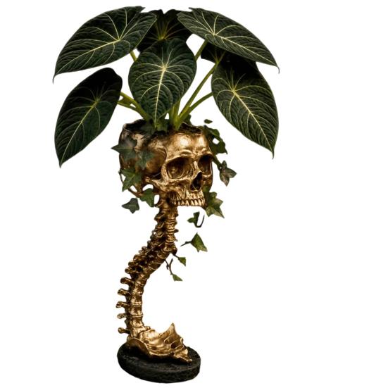 Gothic Home Decor Skull Spine Planter, Resin Skeleton Planter Pot, Horror Halloween Retro Bone Ornament Flower Vase, Spooky Gifts For Women