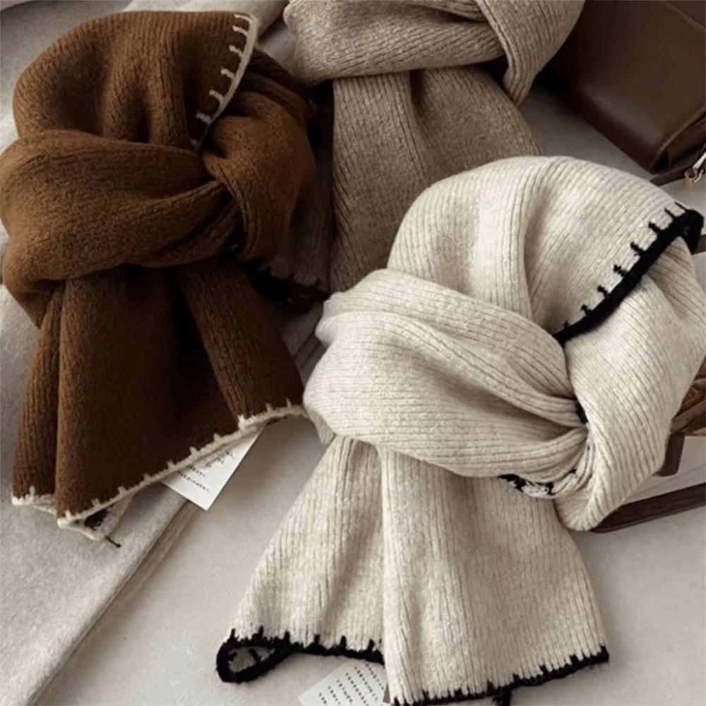 Wool Knitted Scarfs Thicken Plush Neckerchief Bandana Winter Scarf Autumn