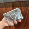 Women's Leather Coin Purse with KeyChain Small Zipper Heart pattern Change Pouch for Women Wallet Hanging Buckle Coin holders