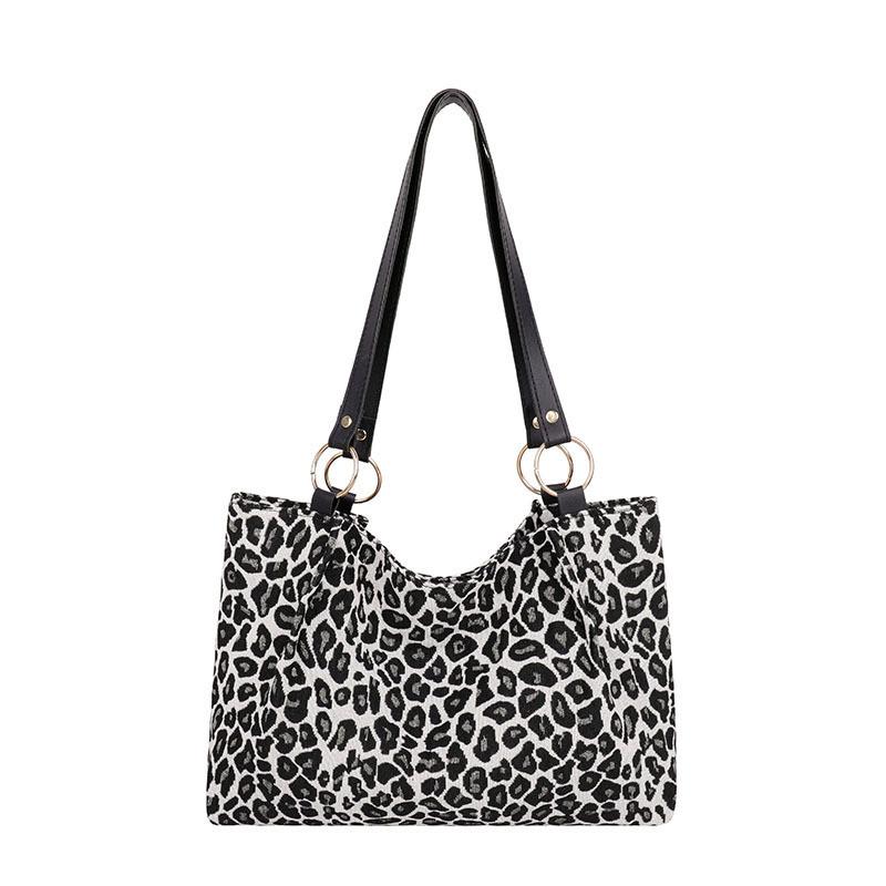 Pu Leopard Print Tote Bag For Streetwear Women With Zipper Closure