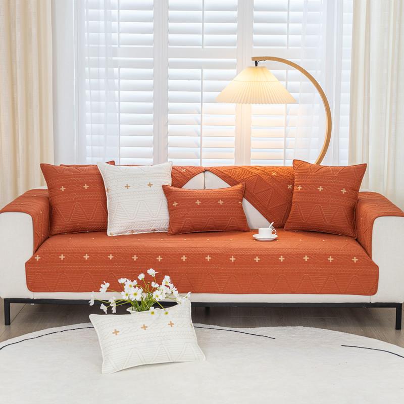 Pure Cotton Sofa Cushion Four Seasons Universal Cotton Fabrics Non-Slip Cushion Cover Cloth Simple Modern Sofa Cover Slipcover Seat Cushion