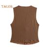 Vest Top for Women Vintage Tank Crop Top V Neck Button Down Waistcoat Retro Casual Sleeveless Cardigan