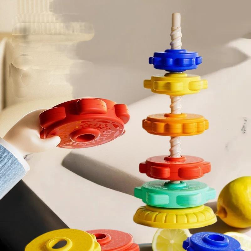 Jeu de Tour Montessori pour Bébé; Puzzle Arc-en-ciel à Tourner et Empiler; Développement des habiletés motrices; Cadeau pour enfants