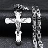 Christus Jesus Kruzifix Kreuz Großer Anhänger Halskette für Männer Edelstahl Goldfarbe Herren Ketten Halsketten Amulett Schmuck gargantilla