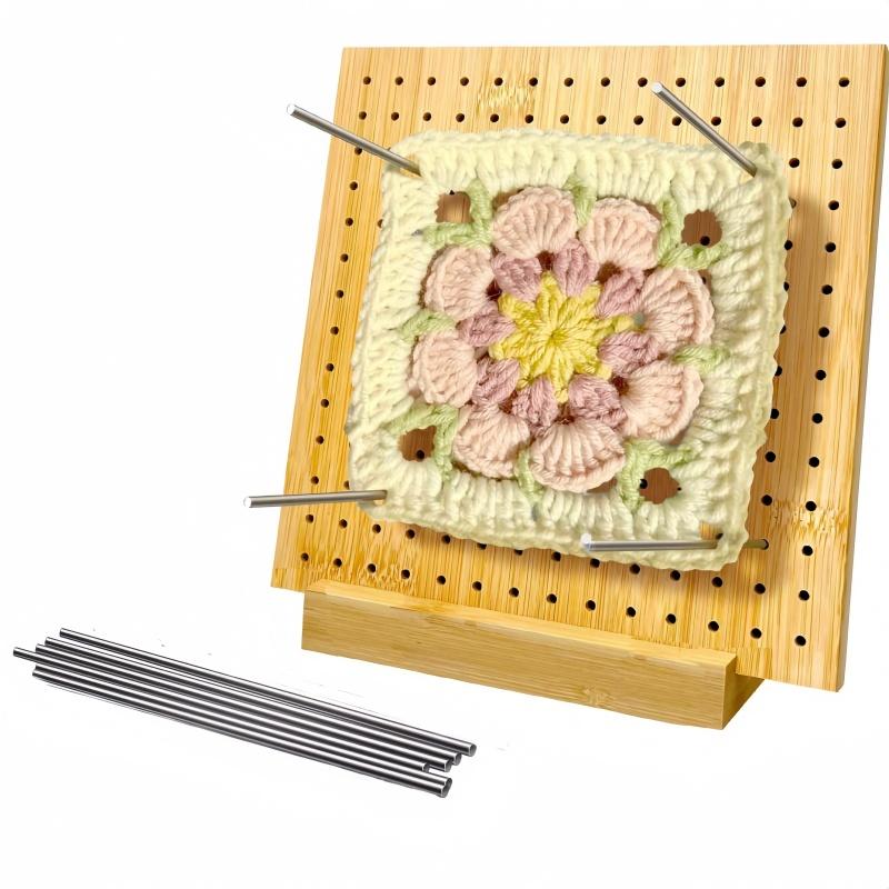 

Набор из 6 штук 1 комплект 5,9-дюймовых вязаных крючком квадратных заборов с иглой, безгвоздевая бамбуковая доска, подарочный набор вязаных крючком квадратов