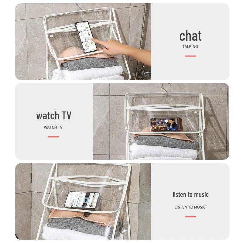 Waterproof Bathroom Hanging Storage Bag - Wall-Mounted Organizer for Shower Clothes