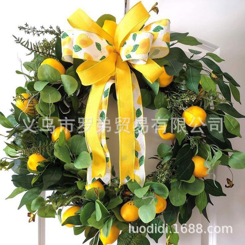 Artificial Lemon Peony Wreath Wall Hanging Decor Door Home Festival Party Decoration