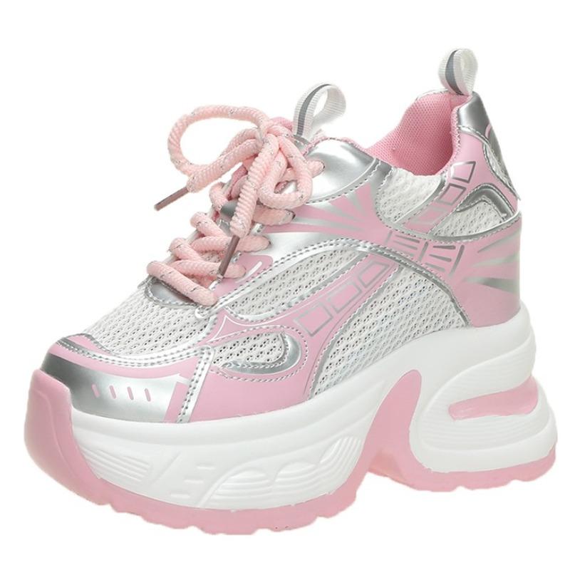 Fashion Spring Autumn Women Chunky Sneakers Breathable Mesh Casual 10.5CM Wedge Heels Platform Footwear Summer Femme Sport Dad Shoes