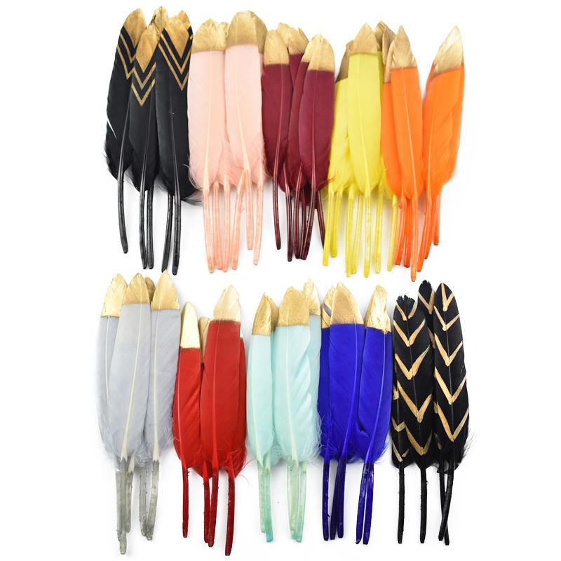 10Pcs/Lot Silver Gold Duck Feathers For Decoration Goose Feather Craft Black White Jewelry Creation Handicraft Accessories Decor