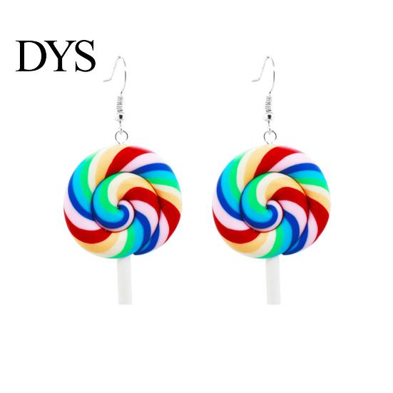 Fashion Rainbow Lollipop Candy Dangle Hook Earrings Women Jewelry Gift Party