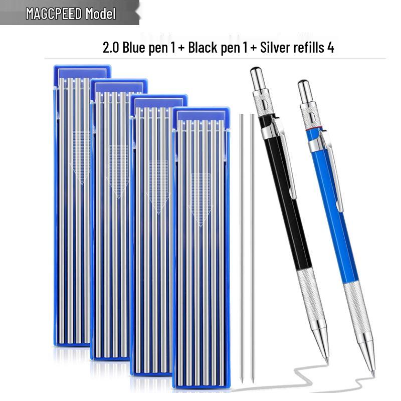 Black Tech Multi-Color 2.0mm Automatic Graphite Pencil with Replaceable Lead - No Sharpening Needed, Ideal for Drawing & Engineering