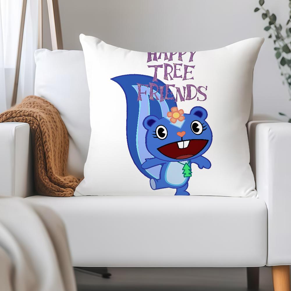 Anime Happy T-tree Friends Pillow Case Applicable Space For Guest Rooms Interiors Cars Office House Decoration