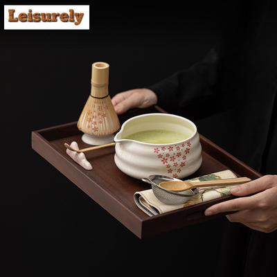 Japanische Teezeremonie Kirschblütenfall Keramik Matcha Achtteiliges Set Aufschäumen Rührwerkzeuge Schale Besen Ausrüstung Handwerk