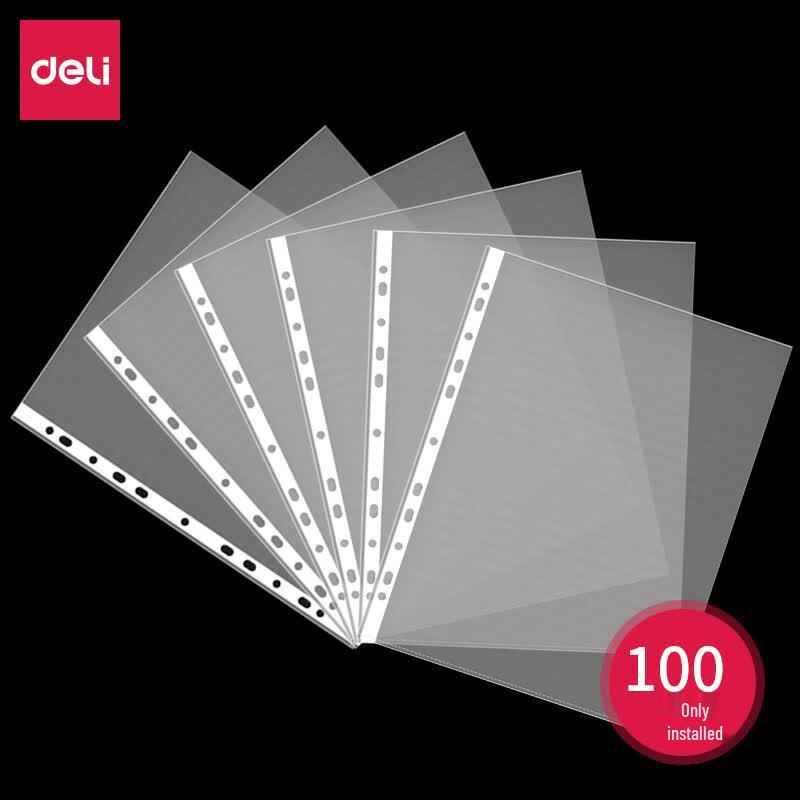 Deli A4 Transparent 11-Hole Document Sleeves