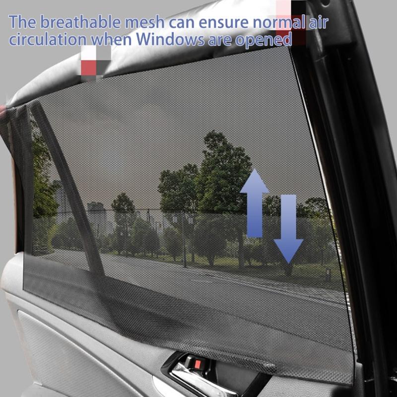 Strong Mesh Car Window Screen with Strong Magnets Breathable Car Side Window Shade Mesh Car Curtain for Automotives