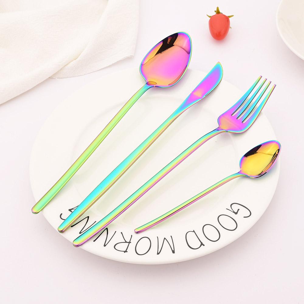 4Pcs Black Flatware Stainless Steel Tableware Dinner Fork Fruit Fork Steak Fork Salad Fork Suitable for Restaurant or Banquet