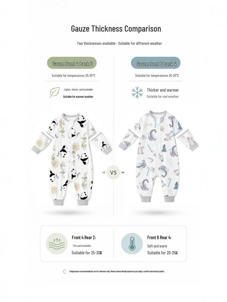 Bamboo Cotton Baby Sleeper: Split-Leg, Lightweight, Anti-Kick, All-Season Pajamas