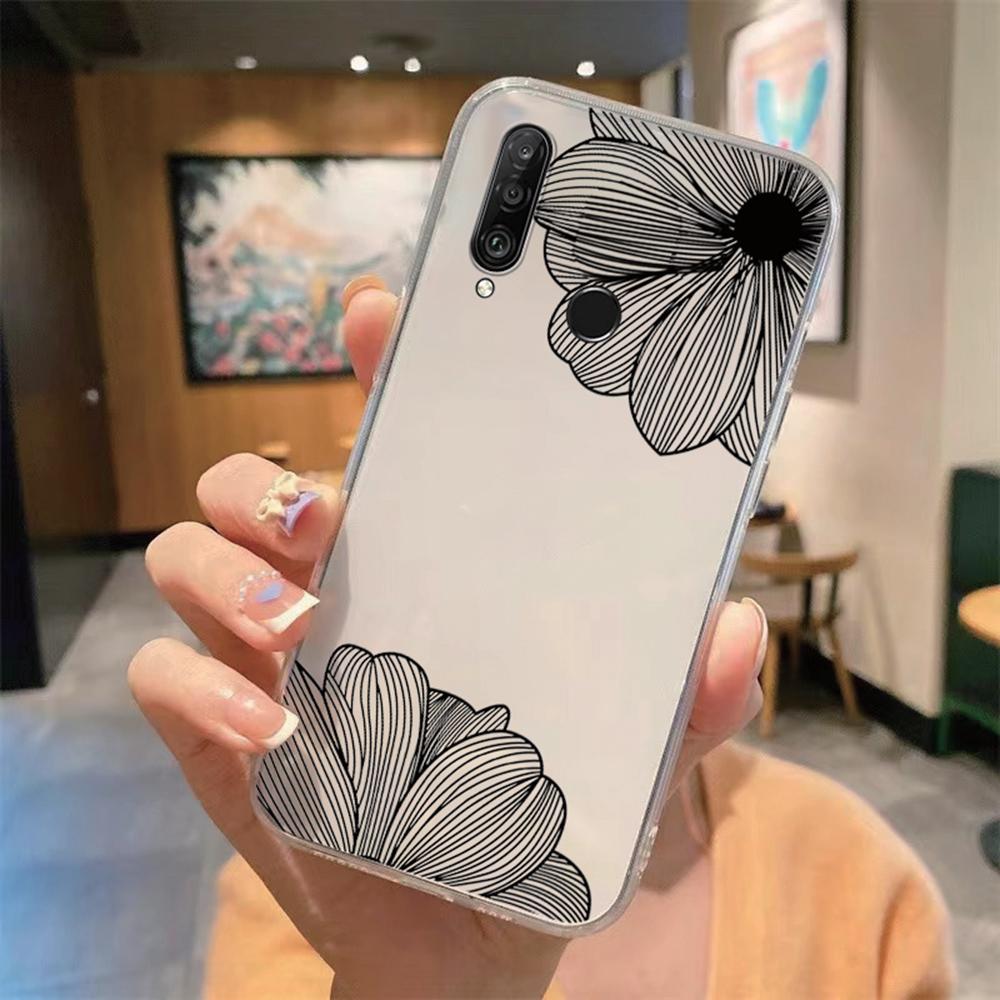 Flower Romantic Lace Pattern Phone Case For Huawei P30 P20 Lite Mate 20 Y6 Y7 P Smart 2019 Honor 20 50 Clear Transparent Cover