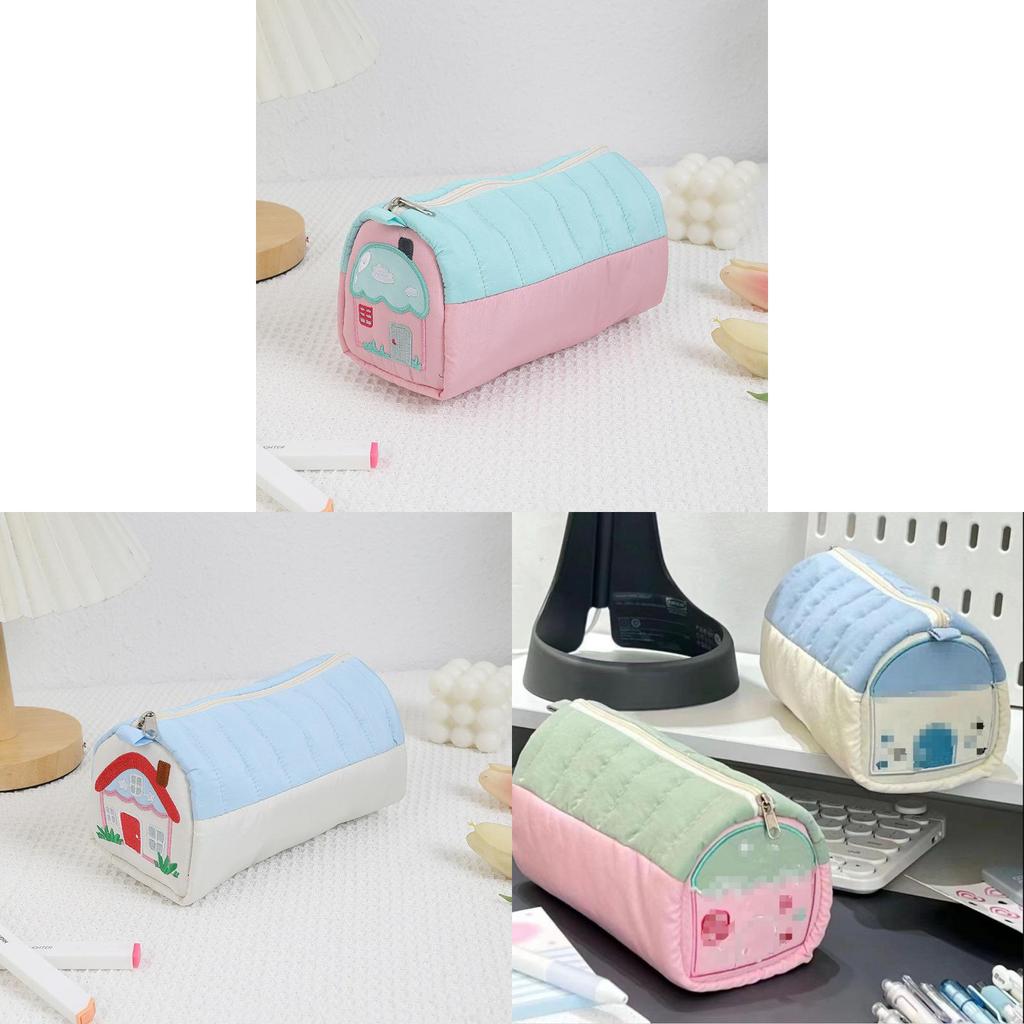Girl Heart Shaped Pencil Case With Embroidery Large Capacity Organizer For School And Home