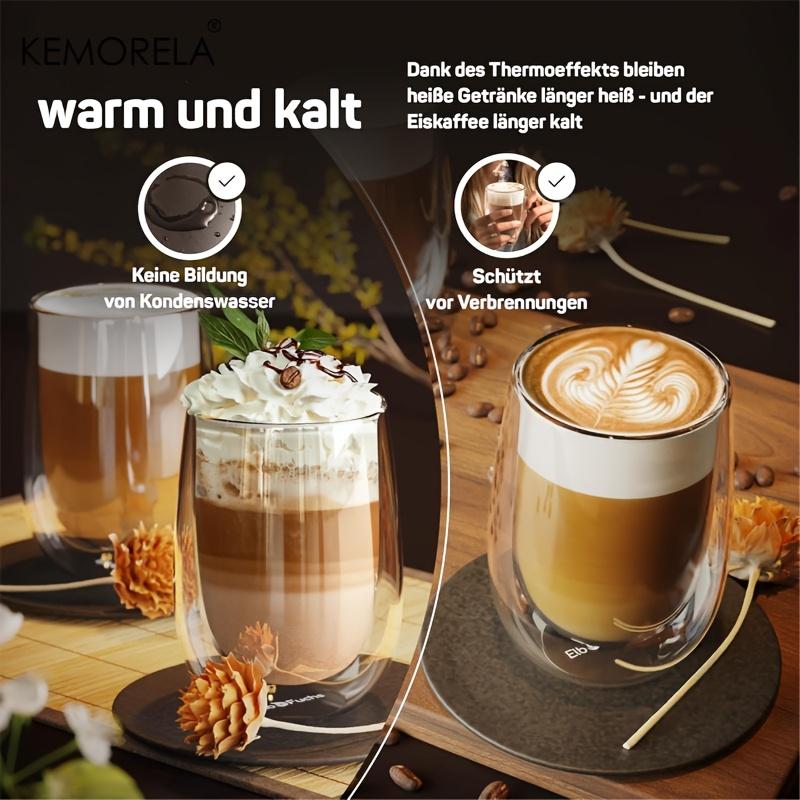 KEMORELA 2/4PCS Double Cup Latte Macchiato Glass For Coffee Cup Latte Ice Cream American Coffee Juice Beer Restaurant Drinkware