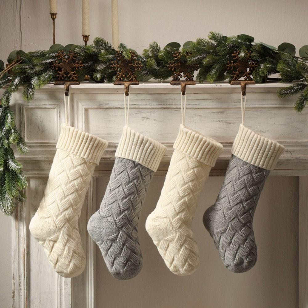 Hanging Knitted Christmas Stocking Large Size Gift Bag Christmas Gift Sock  Christmas Decor