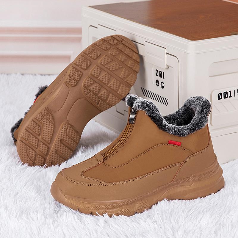 Snow Boots Winter New Convenient Zipper Cotton Shoes Mother Warm High-top Walking Shoes Outdoor Velvet Casual Shoes
