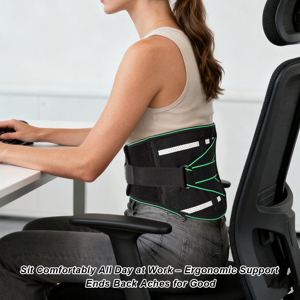 8 X Metal Powerful Lumbar Support With 3D Pad, Support Belt For Men Women, Breathable Back Support Brace With Adjustable Strap