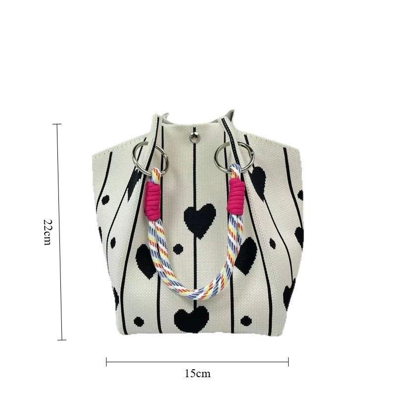 New Leopard Star Knitted Tote Bag for Women Large Capacity Bucket Bag Versatile Handbag for Commute Work and Daily Use