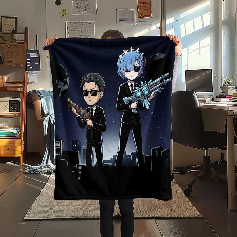 1PC Re Zero Patterned Flannel Blanket Suitable For All Seasons For Home Decor Warmth And Comfort Gifts Holiday Present