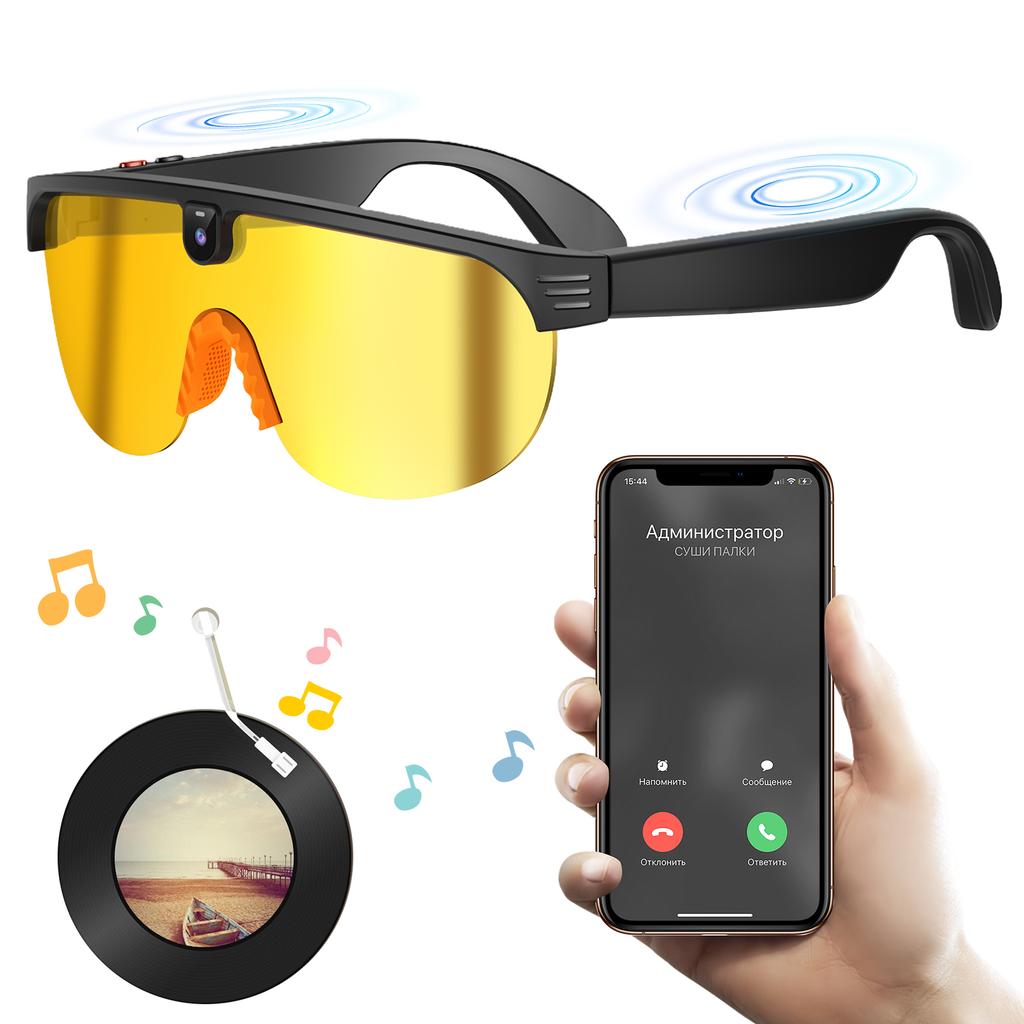 Wireless BT Sunglasses Object Recognition Anti-Glare Protection Goggles AI Photography Sports Glasses for Hiking Camping