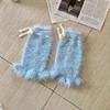 Solid Color Y2K Lace Up Leg Warmers Sweet Ballet Flare Women's Plush Stockings Elastic Loose Knit Banding Leggings Girl