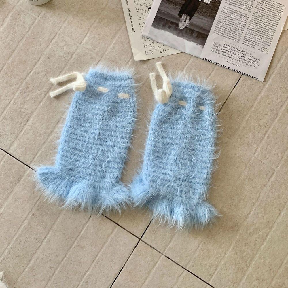 Solid Color Y2K Lace Up Leg Warmers Sweet Ballet Flare Women's Plush Stockings Elastic Loose Knit Banding Leggings Girl