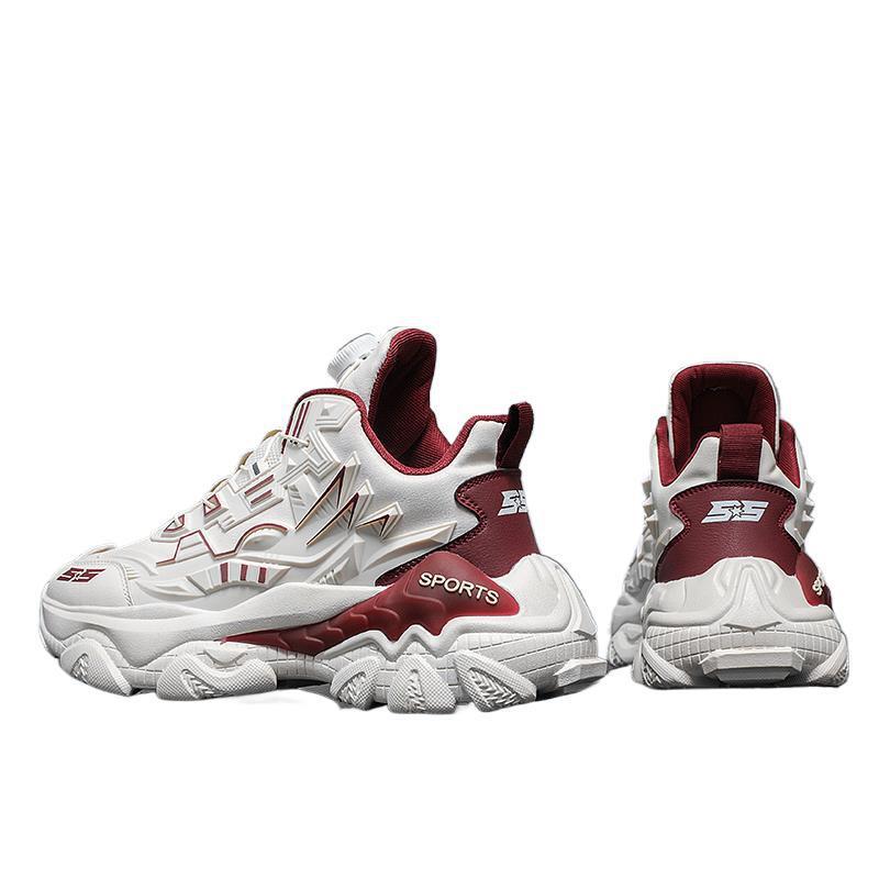 Men's shoes autumn and winter new rotating button mecha thick sole heightening men's versatile sports and leisure high-top dad shoes