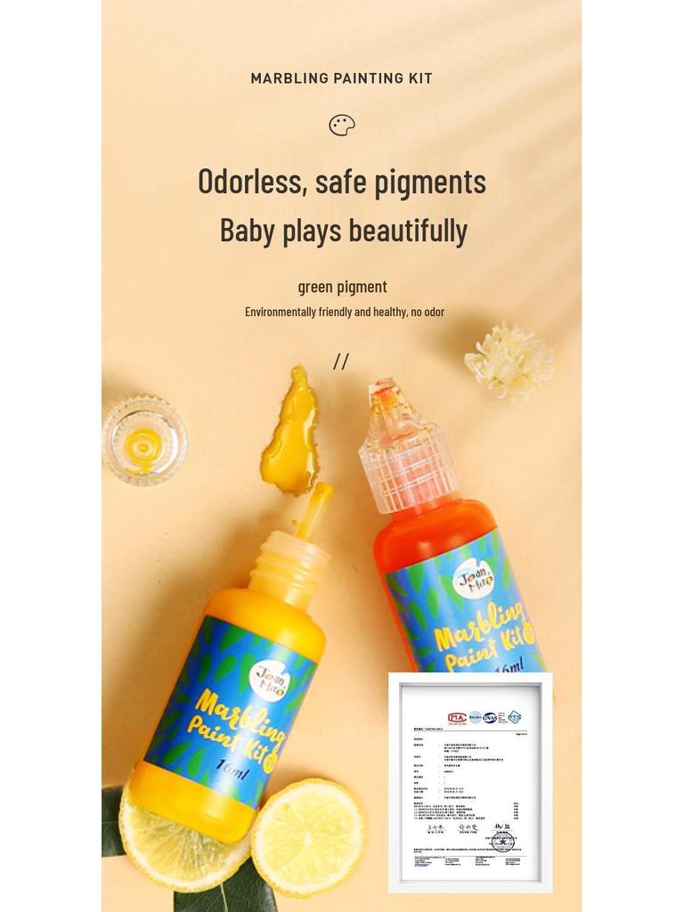 Milos Ebru Marmorier-Set: Auswaschbare Fingerfarbe & Zeichenwerkzeuge für Kinder
