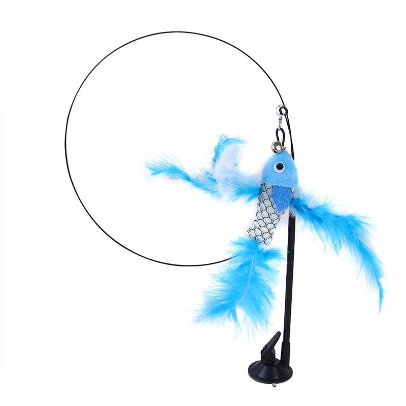 Cat Toys Simulation Bird Interactive Sucker Feather Bird with Bell Cat Stick Toy for Kitten Playing Teaser Wand Toy Cat Supplies