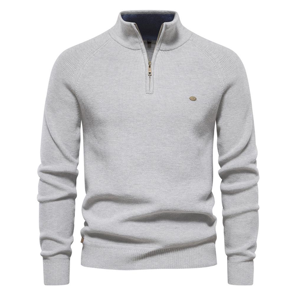 Pull Polyvalent pour Homme à Fermeture Éclair et Col Montant - Couleur Unie - Tendance Automne/Hiver à Manches Longues Style Européen