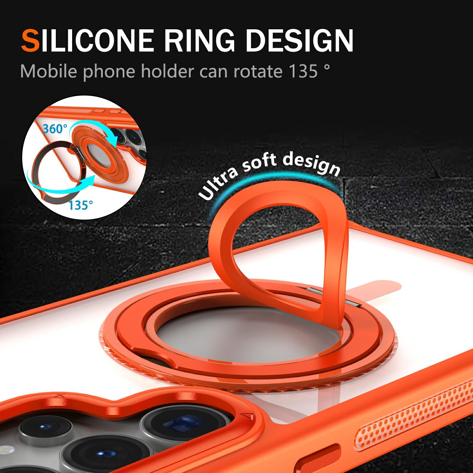 

For Samsung Galaxy S25 Ultra Case TPU+PC Clear Phone Cover with Silicone Ring Kickstand Black