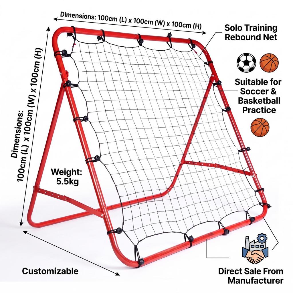 Soccer Rebound Net Angled with Metal Frame High Tension for Coaches