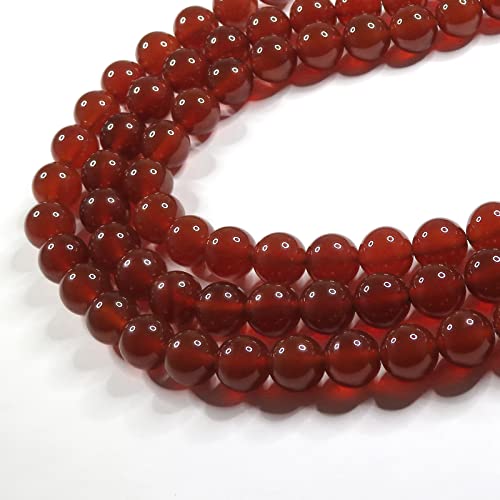 [Set of 3] Deep Red Agate Round Beads, Natural Stones, Power Stones [Smile Stone] (10mm, 3-Strand Set)