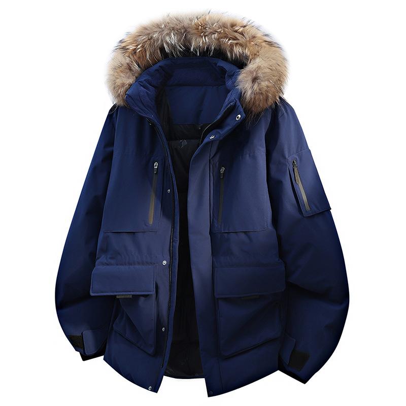 

Пуховик с большим меховым воротником, рабочая одежда, многоцветный, свободный и толстый, легкая пластина L