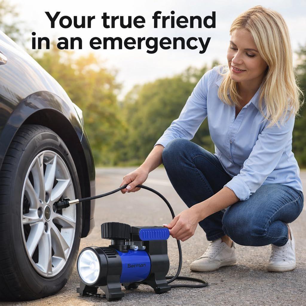 Typhoon Heavy Duty Metal Car Tyre Inflator (Blue)