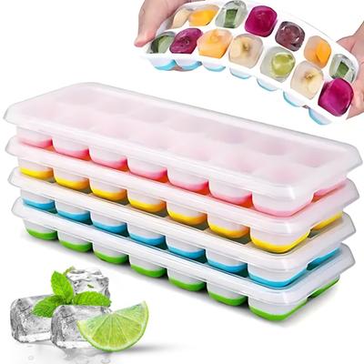 Silikonové formy na ledové kostky do lednice s víkem Bez BPA Velká čtvercová forma na ledové kostky Snadné vyjímání Stohovatelná forma na led