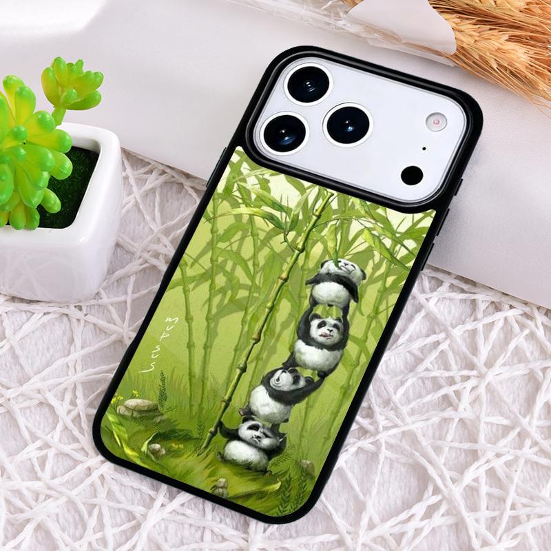Cute Cartoon Panda Phone Case for iPhone 17 Air 16 15 11 12 14 13 Pro Max Shockproof Cover