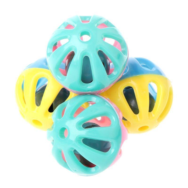 10 Stück Haustier Katzen Spielzeugball mit Glöckchen Haustier Interaktiver Ball Spielzeug Bunte Hohlkugeln Spielzeug für Hund Hamster Chinchillas