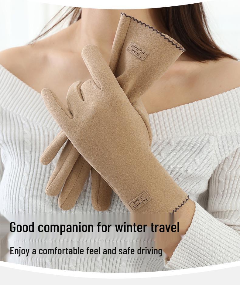 Women's Touchscreen Velvet-Lined Cold-Proof Cycling & Driving Gloves for Autumn/Winter