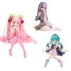 Hatsune Miku Anime Cute Cartoon PVC Action Model Car Decoration Doll Toy Pink Sakura Skirt Sitting Collection Ornaments