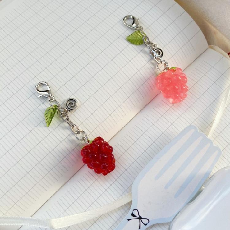 Playful Beaded Keychain Charm with Fruit Theme, Metal Link Chain and Clasped Attachment for Bags, Keys and Daily Use