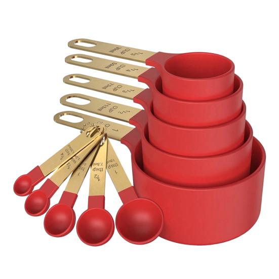 10Pcs Measuring Cups And Spoons Set, Stainless Steel Measuring Cups for Dry Liquid Ingredients, Nesting Baking Tools, Kitchen Gadgets