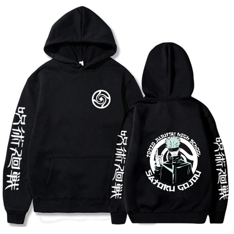 Jujutsu Kaisen Anime Hoodie Harajuku Gojo Satoru Grafik Hoodies Übergroß Kapuzenpullover Vintage Lange Ärmel Männer Frauen Kleidung